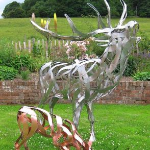 stag and fawn. stainless steel and copper.